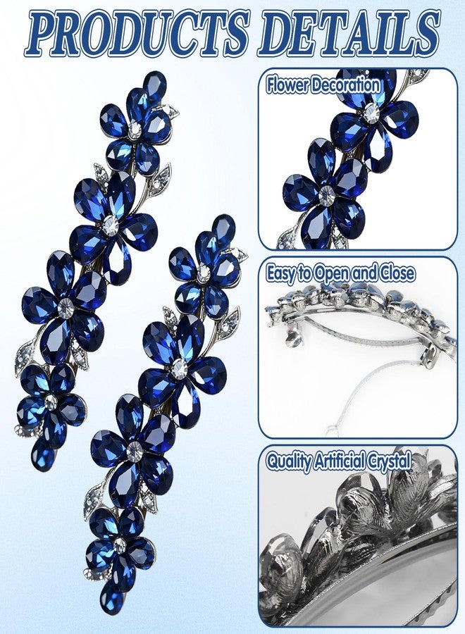 CYUXING 2Pcs Blue Hair Barrettes for Women, Rhinestone Clips with Premium Crystal, Jewelry Accessories for Women with Thin Thick Hair, Secure Grip for Various Hairstyles - Image 3